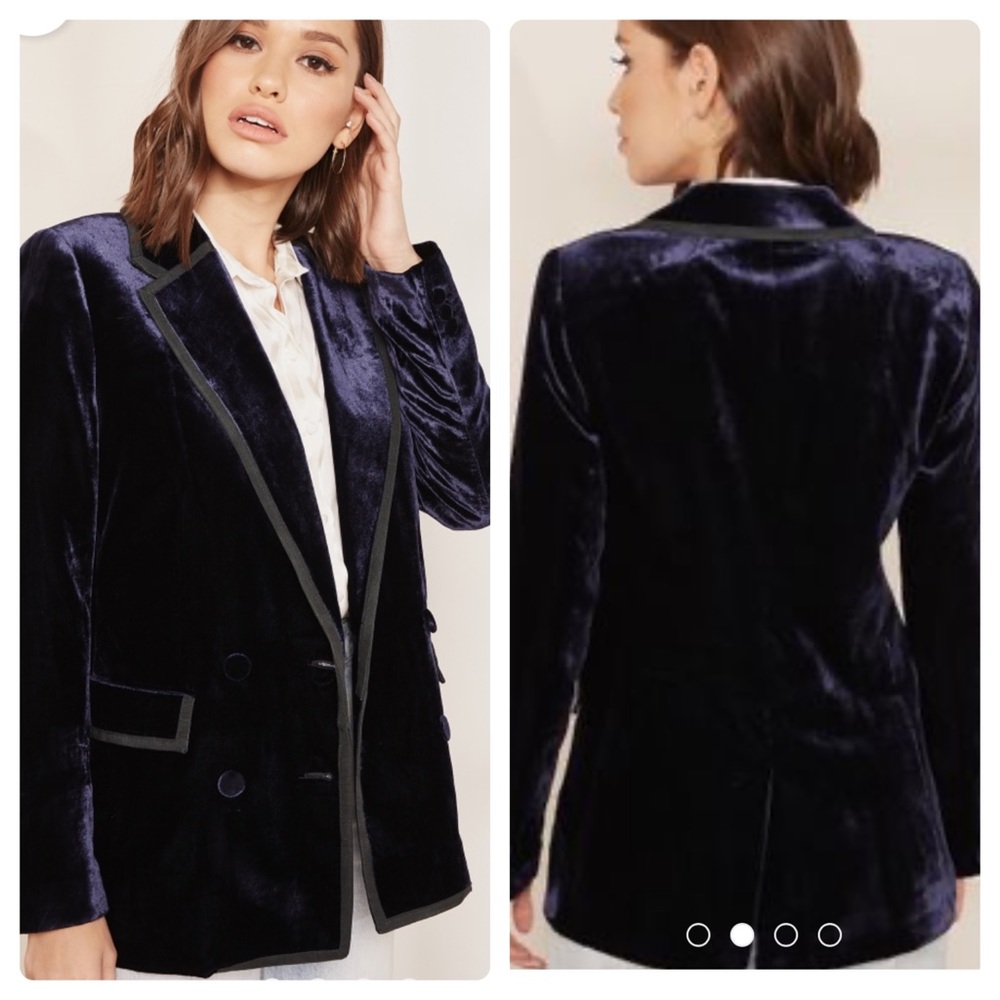 New J.crew Double Breasted Blue Velvet Blazer Size 2 small S - Picture 1 of 11